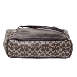 Pre Owned Coach Brown Signature Coated Canvas Top Zip Tote