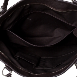 Pre Owned Coach Brown Signature Coated Canvas Top Zip Tote