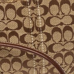 Coach Brown/Beige Signature Canvas and Leather Wristlet Clutch
