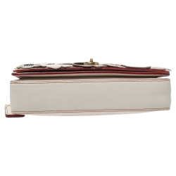 Coach Ivory Tea Rose Applique Leather Dinky Chain Shoulder Bag
