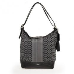 Pre Owned Coach Gray and Black Legacy Signature Stripe Convertible Shoulder Bag