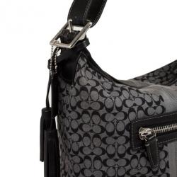 Pre Owned Coach Gray and Black Legacy Signature Stripe Convertible Shoulder Bag