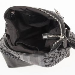 Pre Owned Coach Gray and Black Legacy Signature Stripe Convertible Shoulder Bag