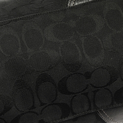 Pre Owned Coach Black Signature Canvas and Leather Hampton Satchel