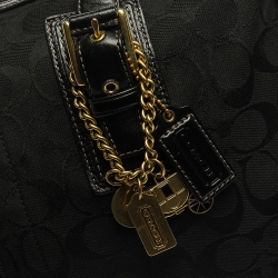 Pre Owned Coach Black Signature Canvas and Leather Hampton Satchel