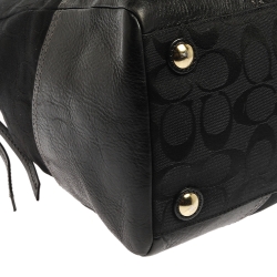 Pre Owned Coach Black Signature Canvas and Leather Hampton Satchel