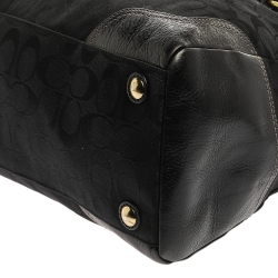 Pre Owned Coach Black Signature Canvas and Leather Hampton Satchel