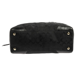 Pre Owned Coach Black Signature Canvas and Leather Hampton Satchel