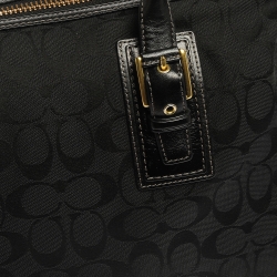 Pre Owned Coach Black Signature Canvas and Leather Hampton Satchel
