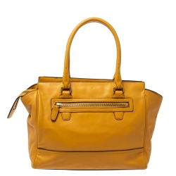 Pre Owned Coach Mustard Leather Candace Carryall Tote