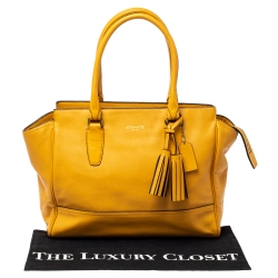 Pre Owned Coach Mustard Leather Candace Carryall Tote