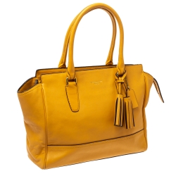 Pre Owned Coach Mustard Leather Candace Carryall Tote