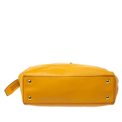 Pre Owned Coach Mustard Leather Candace Carryall Tote