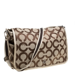Coach Beige Signature Canvas Diaper Messenger Bag