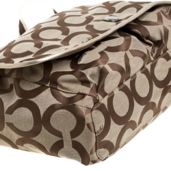 Coach Beige Signature Canvas Diaper Messenger Bag