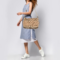 Coach Beige Signature Canvas Diaper Messenger Bag