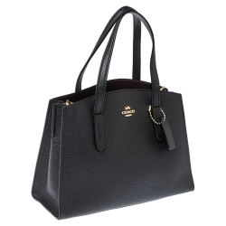 Pre Owned Coach Black Leather Charlie Carryall 28 Bag