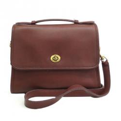 Pre Owned Coach Brown Leather Flap Bag