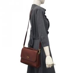 Pre Owned Coach Brown Leather Flap Bag
