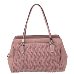 Pre Owned Coach Pink Matelassé Leather Shoulder Bag