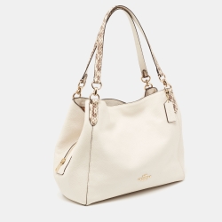 Pre Owned Coach Off White/Black Leather Edie Shoulder Bag
