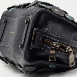 Pre Owned Coach Blue Leather Tea Rose Rogue 25 Tote