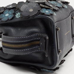 Pre Owned Coach Blue Leather Tea Rose Rogue 25 Tote