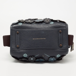 Pre Owned Coach Blue Leather Tea Rose Rogue 25 Tote