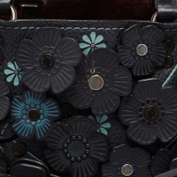 Pre Owned Coach Blue Leather Tea Rose Rogue 25 Tote