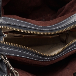 Pre Owned Coach Blue Leather Tea Rose Rogue 25 Tote