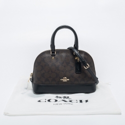 Pre Owned Coach Brown Signature Coated Canvas and Leather Mini Sierra Satchel