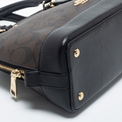 Pre Owned Coach Brown Signature Coated Canvas and Leather Mini Sierra Satchel