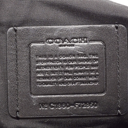 Pre Owned Coach White/Blue Leather Vintage Coach Motif Duffle Bag