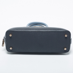 Pre Owned Coach Blue/Brown Signature Coated Canvas and Leather Mini Sierra Satchel