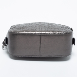 Coach Metallic Silver Signature Embossed Leather Camera Crossbody Bag