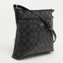 Coach Black Signature Coated Canvas and Leather Crossbody Bag