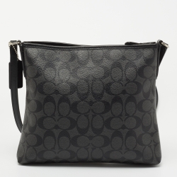 Coach Black Signature Coated Canvas and Leather Crossbody Bag