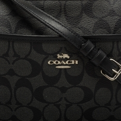 Coach Black Signature Coated Canvas and Leather Crossbody Bag