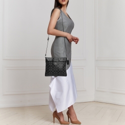 Coach Black Signature Coated Canvas and Leather Crossbody Bag