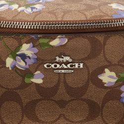 Coach Purple/Beige Signature Coated Canvas and Leather Lily Print Belt Bag