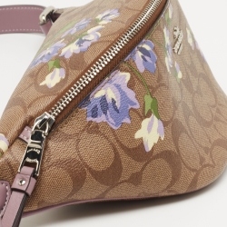 Coach Purple/Beige Signature Coated Canvas and Leather Lily Print Belt Bag