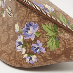 Coach Purple/Beige Signature Coated Canvas and Leather Lily Print Belt Bag