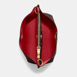 Coach Brown/Red Signature Coated Canvas and Leather Mollie 22 Bucket Bag