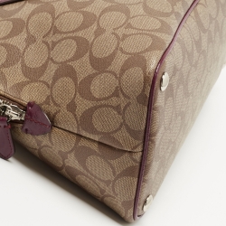 Coach Beige/Purple Signature Coated Canvas and Leather Peyton Dome Satchel 