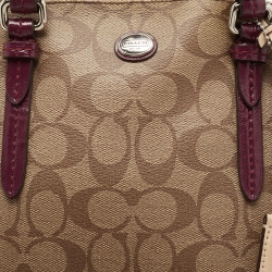Coach Beige/Purple Signature Coated Canvas and Leather Peyton Dome Satchel 