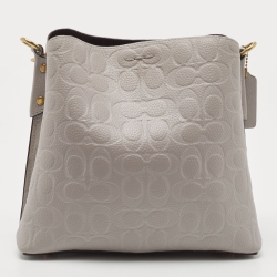 Pre Owned Coach Grey Leather Willow Bucket Bag