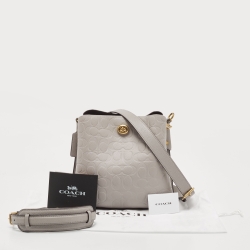 Pre Owned Coach Grey Leather Willow Bucket Bag