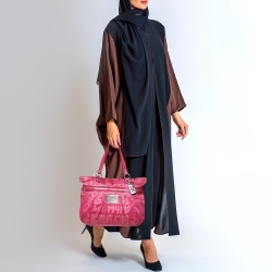 Pre Owned Coach Pink Signature Canvas and Patent Leather Poppy Laura Secret Admirer Tote