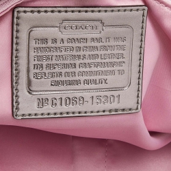 Pre Owned Coach Pink Signature Canvas and Patent Leather Poppy Laura Secret Admirer Tote