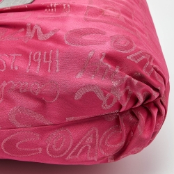 Pre Owned Coach Pink Signature Canvas and Patent Leather Poppy Laura Secret Admirer Tote